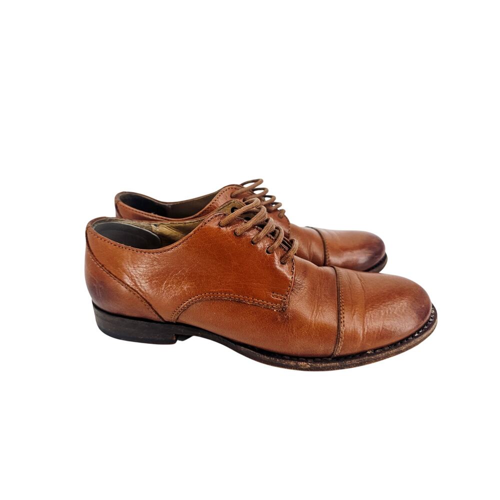 Frye Cognac Brown Leather Cap-Toe Lace-Up Shoes